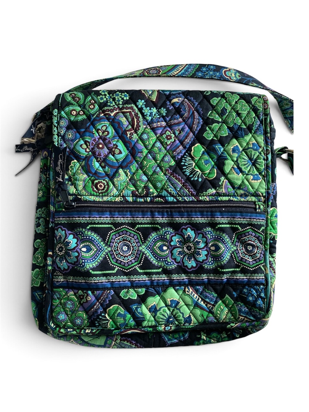 Vera Bradley Green and Blue Quilted Floral Crossbody